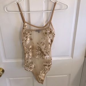Nude, mesh, sequin bodysuit